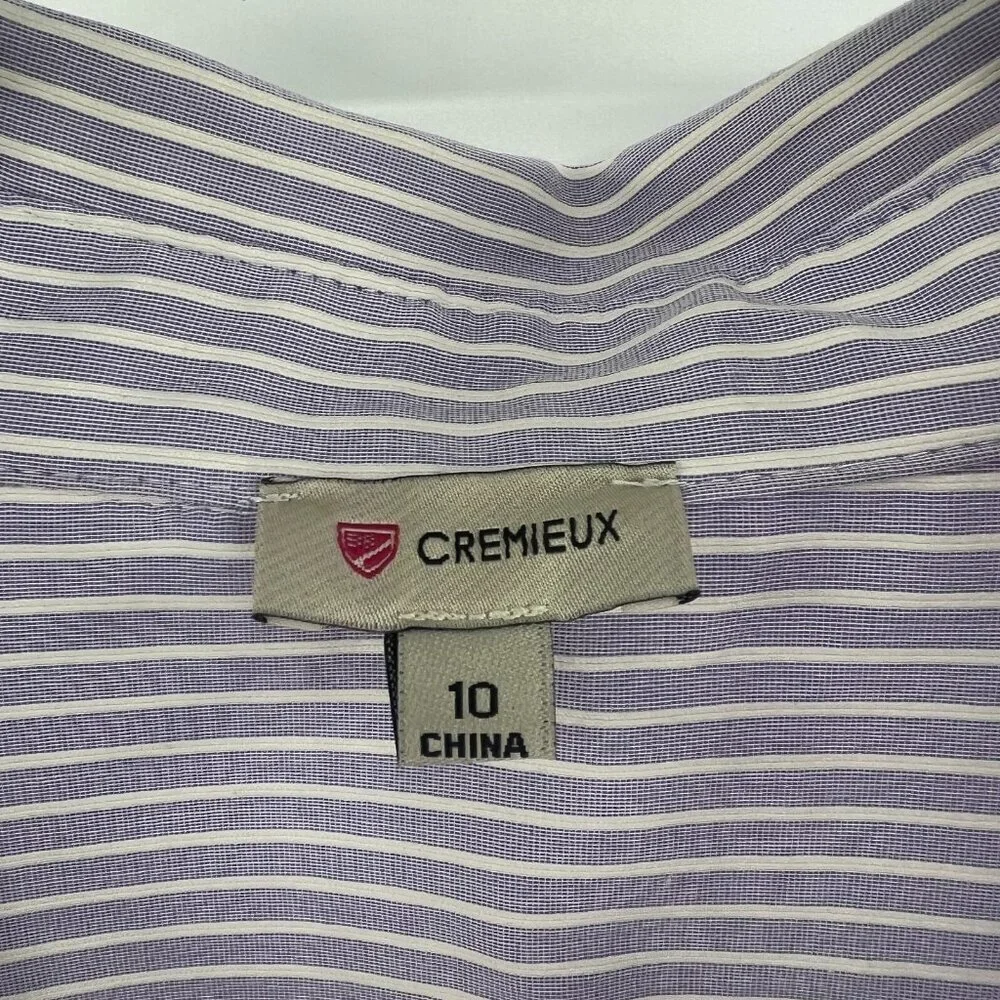 Cremieux Purple White Striped Midi Shirt Dress Women's Size 10